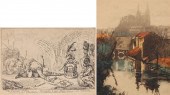 Group of two antique engraving
