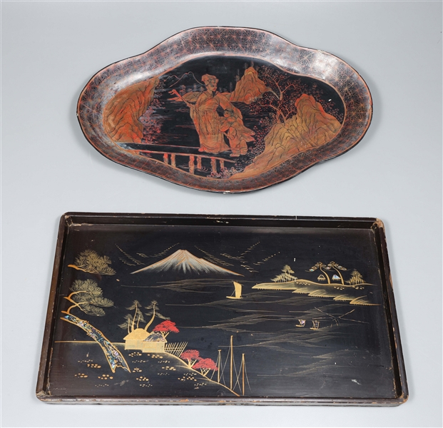 Group of two antique lacquer
