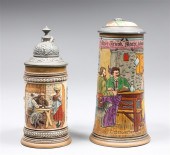 Group of two antique steins, H