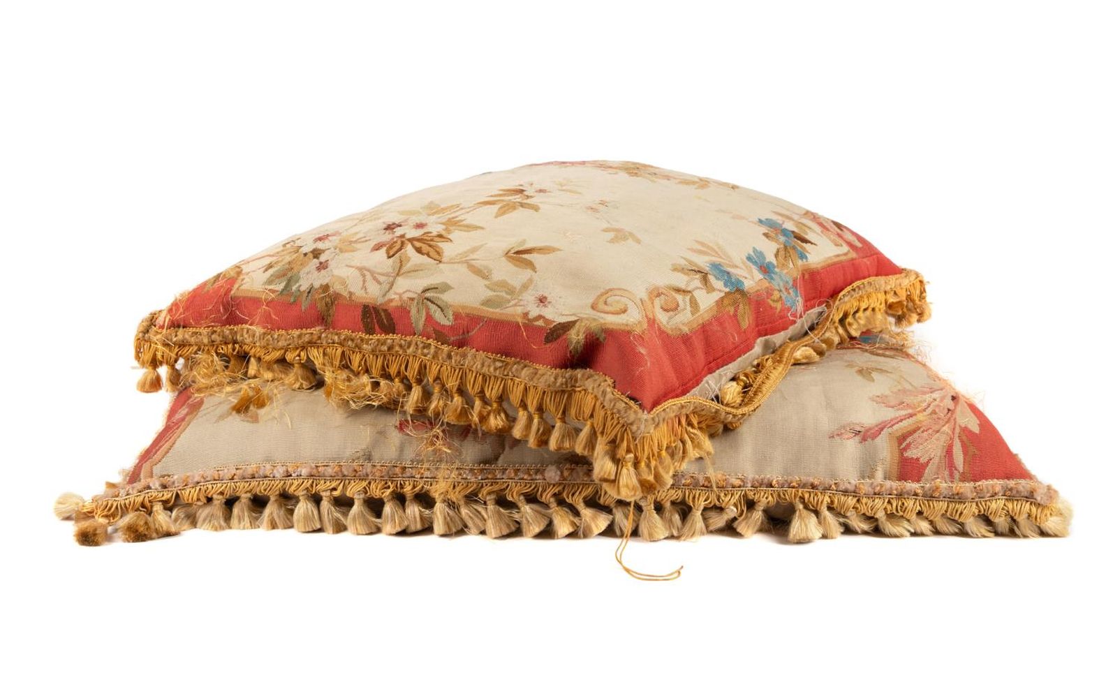 GROUP OF TWO AUBUSSON FLORAL