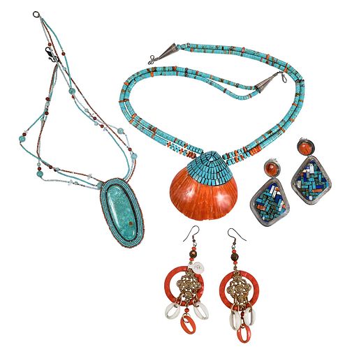 GROUP OF TWO EARRINGS AND TWO