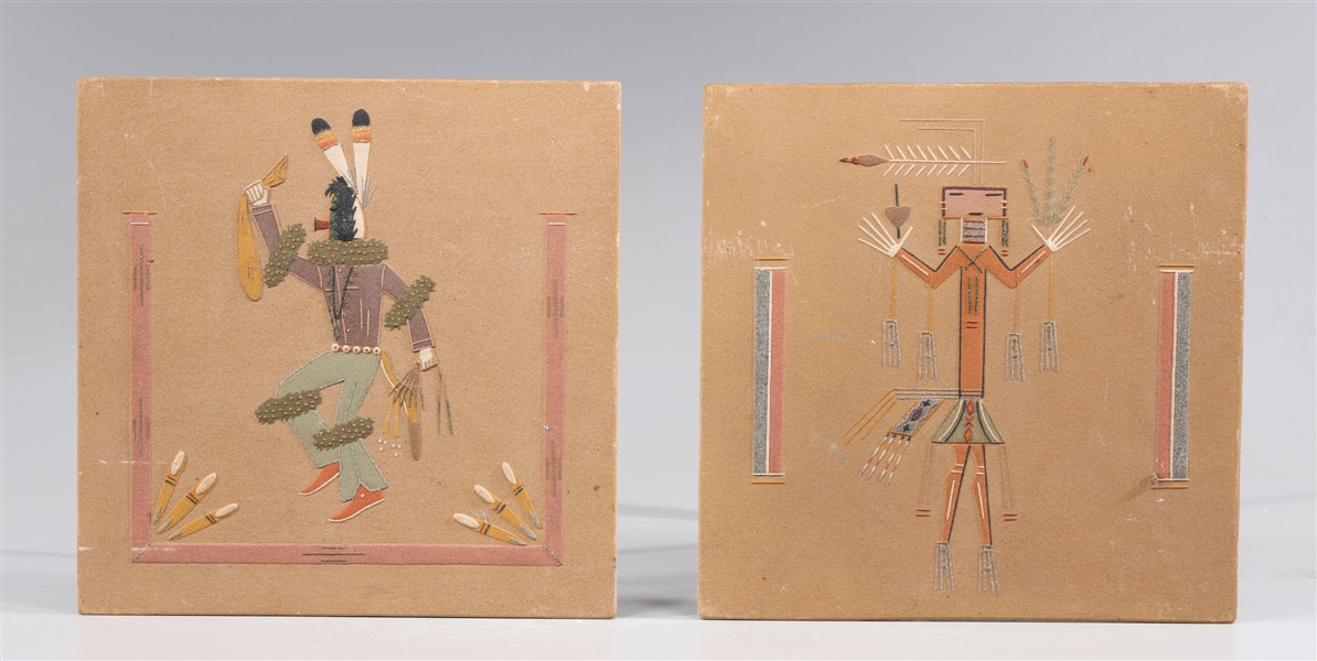 Group of two, Hopi sand paintings
