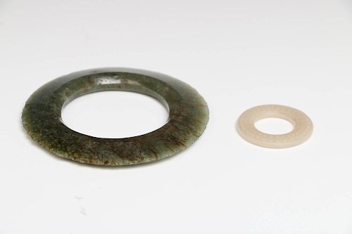 GROUP OF TWO JADE BI DISC, HAN &