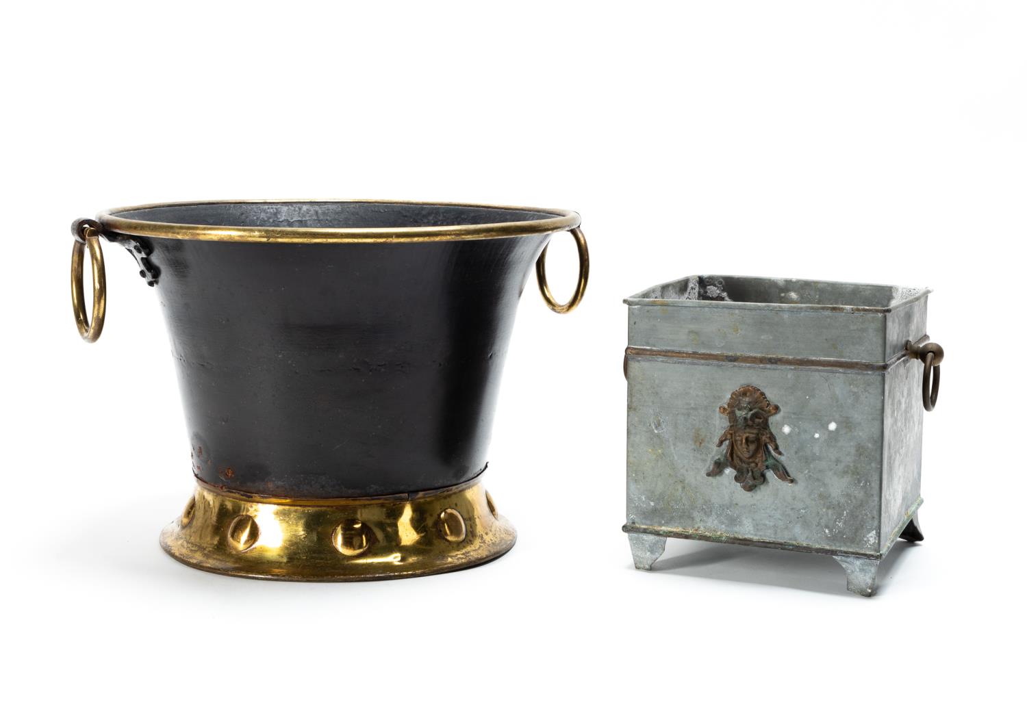 GROUP OF TWO JARDINIERES, BRASS