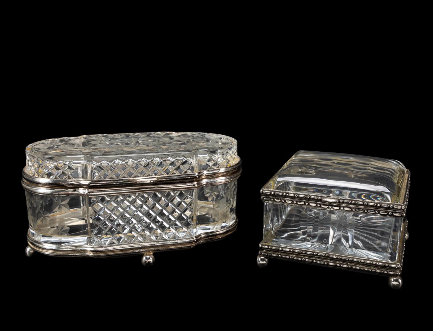GROUP OF TWO LARGE CUT GLASS