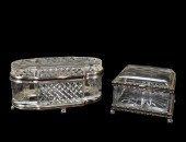 GROUP OF TWO LARGE CUT GLASS D