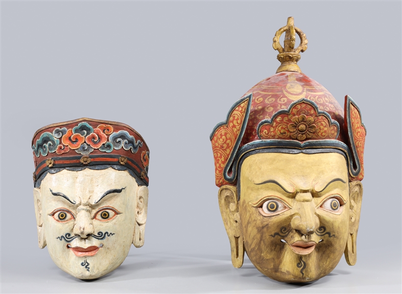 Group of two large Indian carved