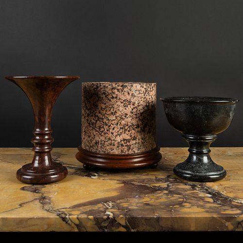 GROUP OF TWO MARBLE AND A GRANITE