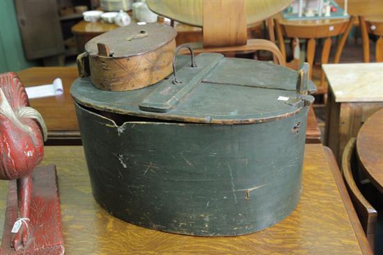GROUP OF TWO OVAL LIDDED WOODEN