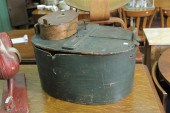 GROUP OF TWO OVAL LIDDED WOODE