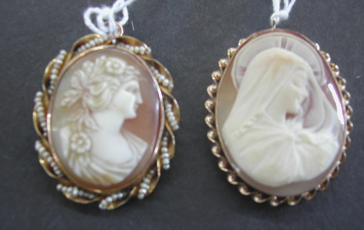 Group of Two Oval Shell Cameos in