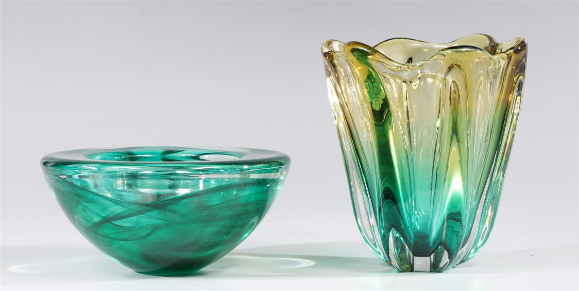 Group of two vintage glass bowl and