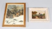 Group of two vintage oil on ca