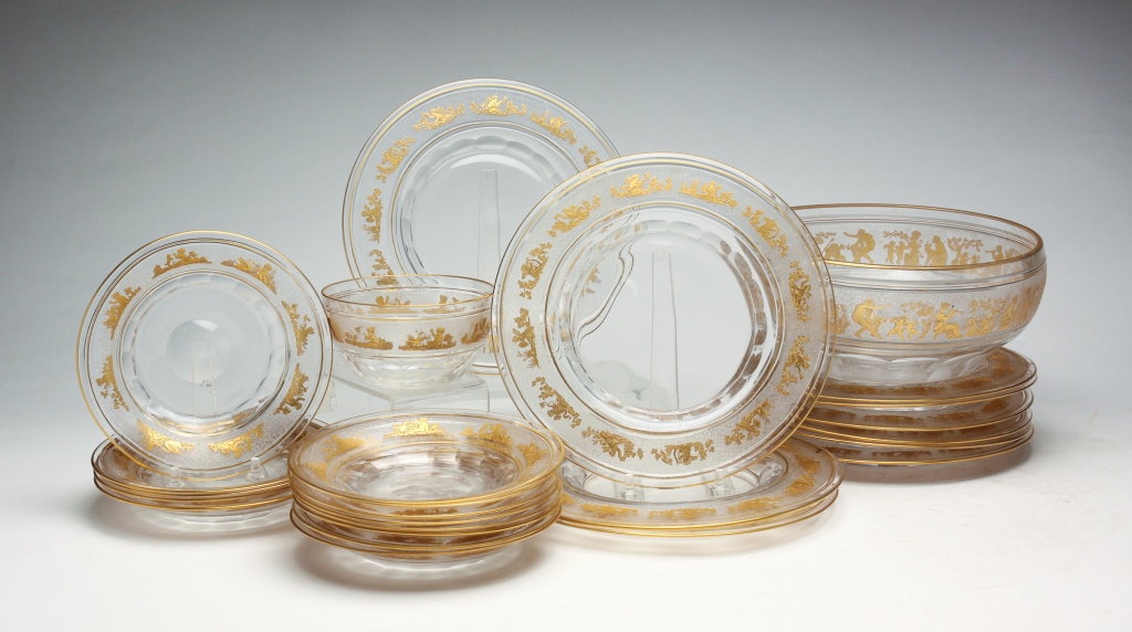 GROUP OF VAL ST. LAMBERT TABLEWARE.