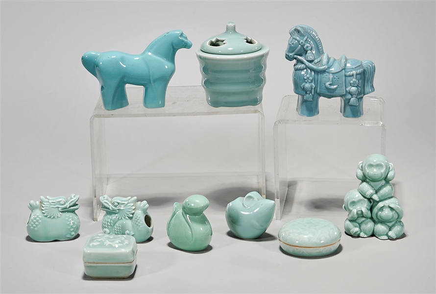 Group of various Japanese celadon