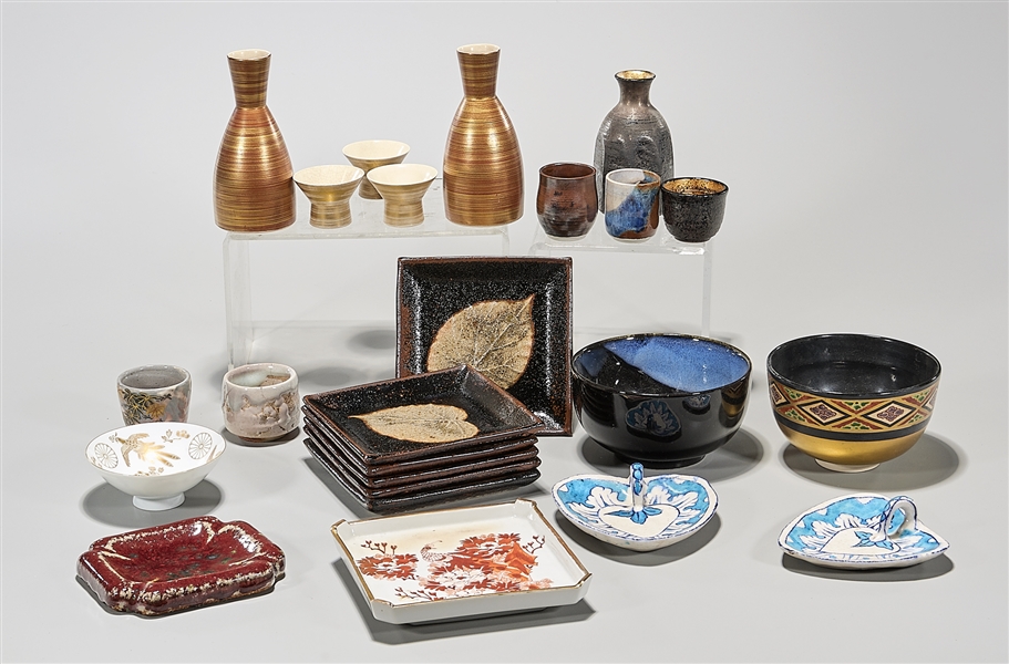 Group of various Japanese ceramics;