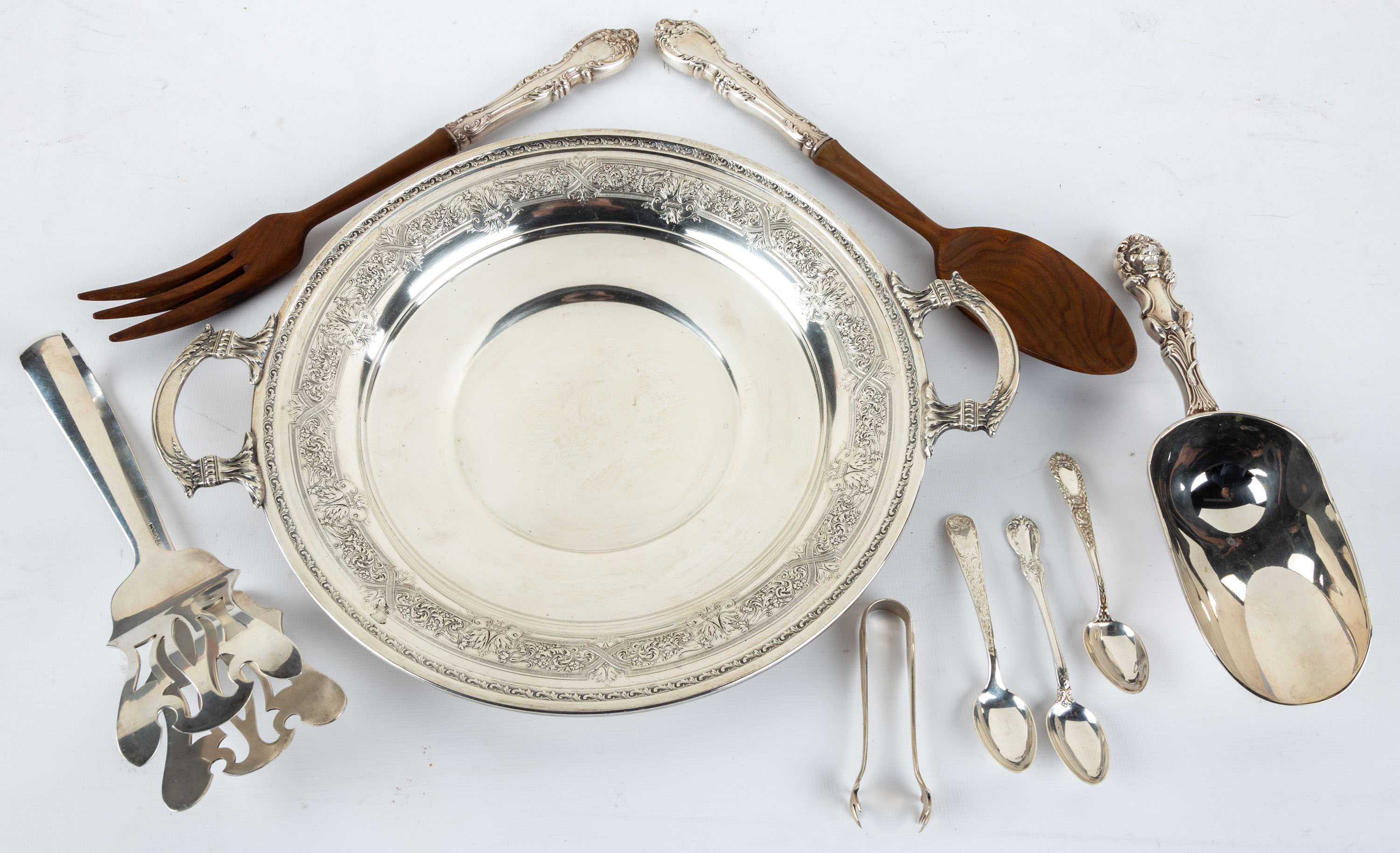 GROUP OF VARIOUS SILVER TABLE