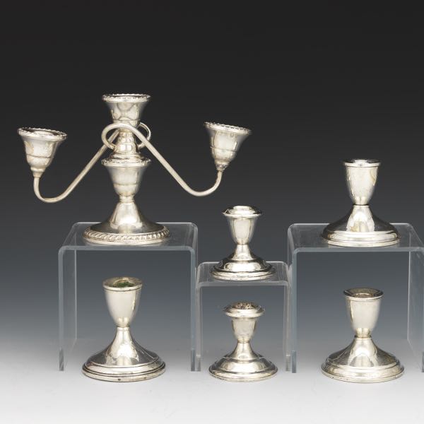 GROUP OF VARIOUS STERLING CANDLE