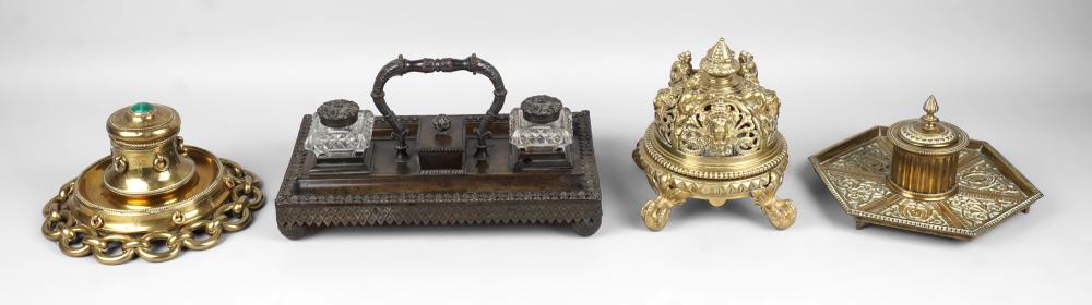 GROUP OF VICTORIAN INKWELLS, LATE