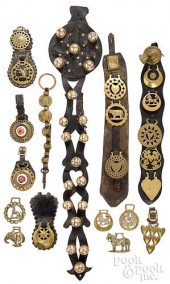 GROUP OF VINTAGE BRASS AND LEA