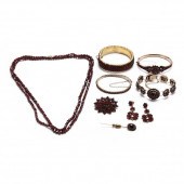 GROUP OF VINTAGE GARNET JEWELR