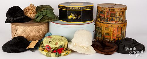 GROUP OF VINTAGE HATS AND HAT
