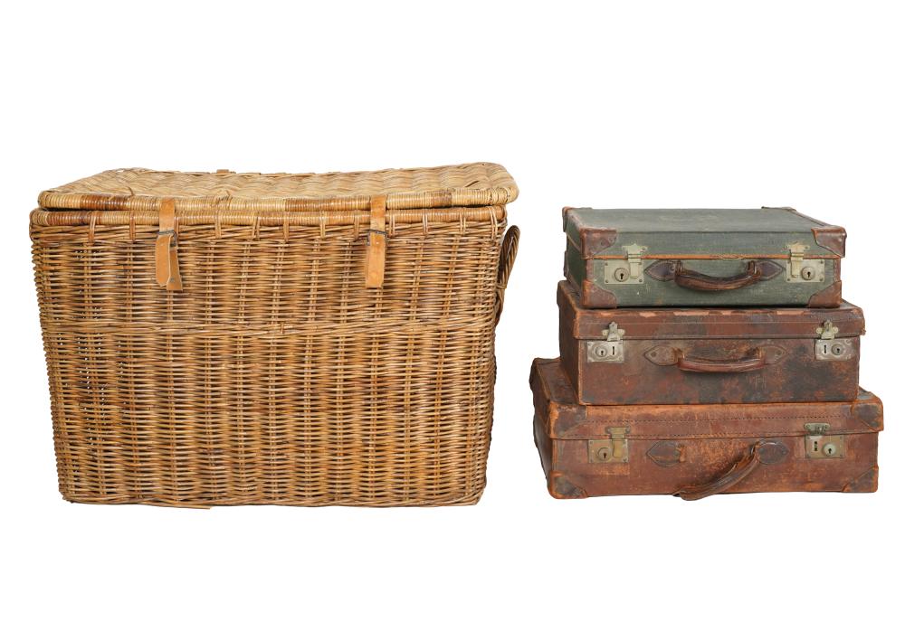 GROUP OF VINTAGE LUGGAGE & A FRENCH