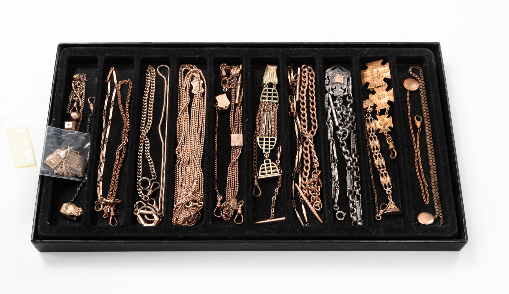 GROUP OF VINTAGE WATCH CHAINS AND