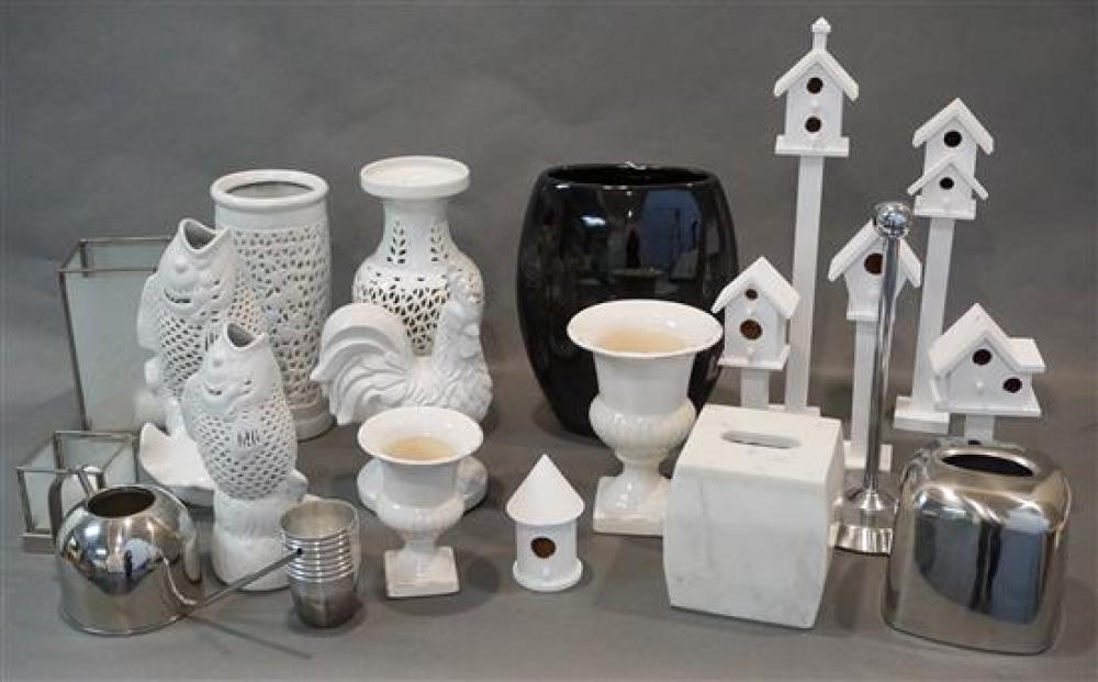 GROUP OF WHITE AND BLACK GLAZED