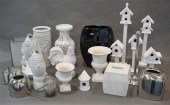 GROUP OF WHITE AND BLACK GLAZE