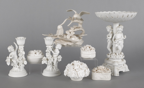 Group of white porcelain and Parian