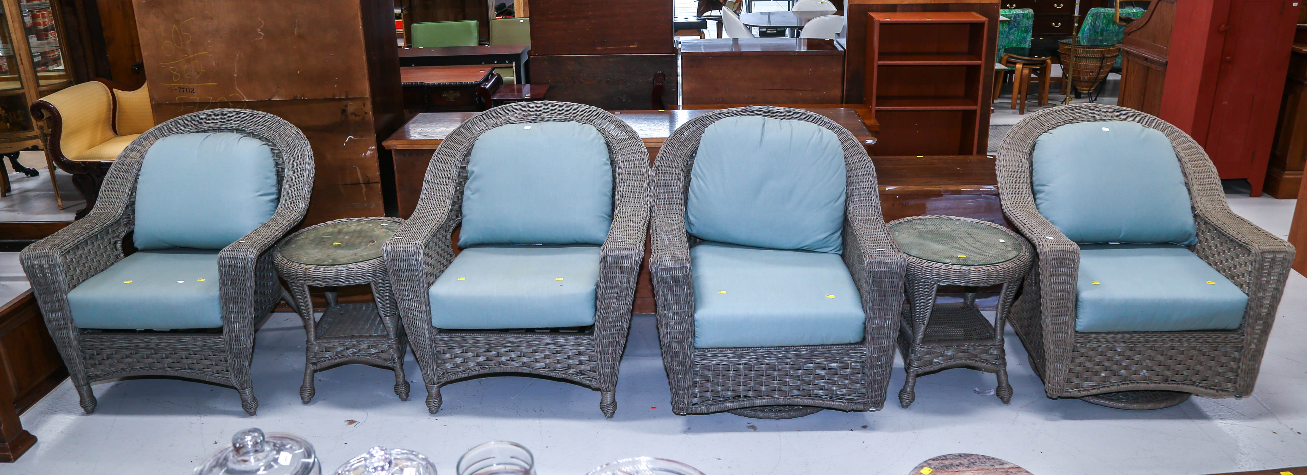 GROUP OF WICKER STYLE PATIO