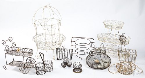 GROUP OF WIRE BASKETS AND PLANT