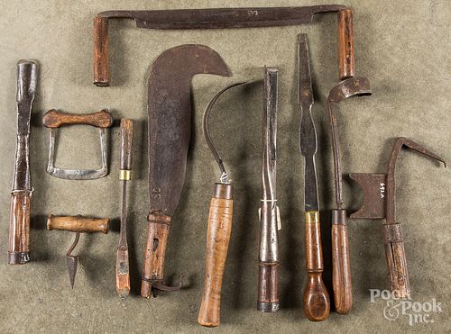 GROUP OF WOOD HANDLED IRON