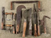 GROUP OF WOOD HANDLED IRON TOO