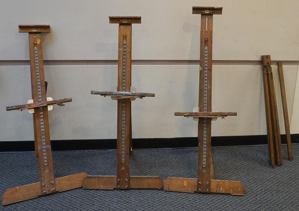 GROUP OF WOOD STANDING EASELS, H:
