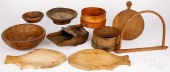 GROUP OF WOODENWARE, 19TH AND