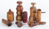 GROUP OF WOODENWARE, 19TH AND