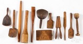 GROUP OF WOODENWARE, 19TH AND