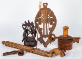 GROUP OF WOODENWARE, 19TH AND