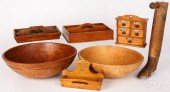 GROUP OF WOODENWARE, 19TH AND