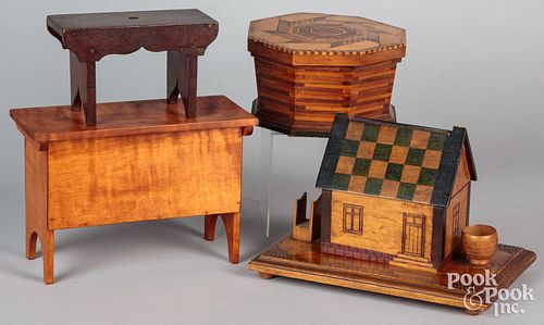 GROUP OF WOODENWARE, EARLY TO MID