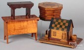 GROUP OF WOODENWARE, EARLY TO
