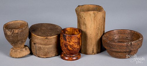 GROUP OF WOODENWARE, TO INCLUDE A