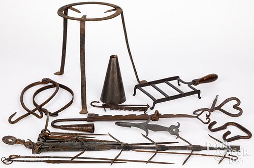 GROUP OF WROUGHT IRON, 19TH AND