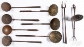 GROUP OF WROUGHT IRON AND BRAS