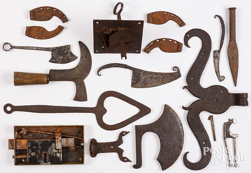 GROUP OF WROUGHT IRON AND