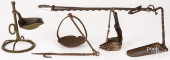 GROUP OF WROUGHT IRON FAT LAMP
