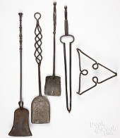 GROUP OF WROUGHT IRON FIREPLAC