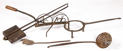 GROUP OF WROUGHT IRON FIREPLACE